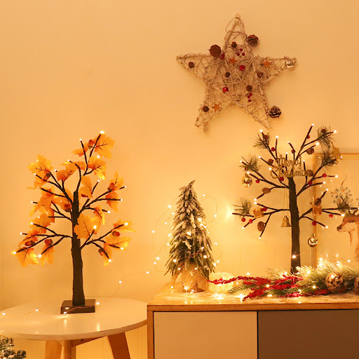 Title 2, Pine Cone Maple Leaf Table Lamp Creative. Illum...