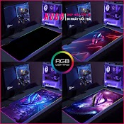 Pad Chuột Cỡ Lớn Led Rgb - Rog Đầy Đủ Kích Thước 90X40Cm 80X30Cm 30X20Cm - Mouse Pad Miếng Lót Chuột Chống Trơn Trượt