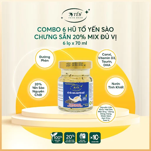 Yến chưng hạt sen 20% Yến Thiên Nhiên Hộp 6 hũ