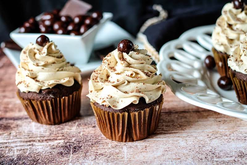 Layers Of Frosting On An Espresso Cupcake.