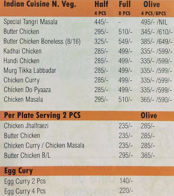 Menu Of Olive Garden Aashiana Lucknow Magicpin