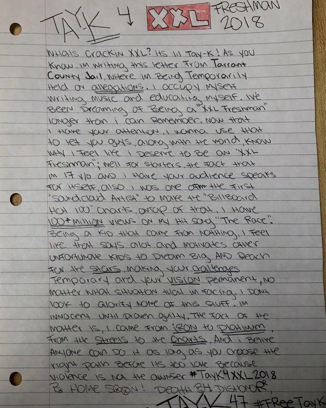 r/HipHopImages - Tay-k’s letter to XXL.