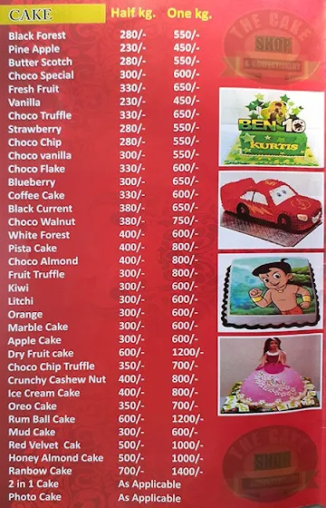 Total Cake Shop menu 
