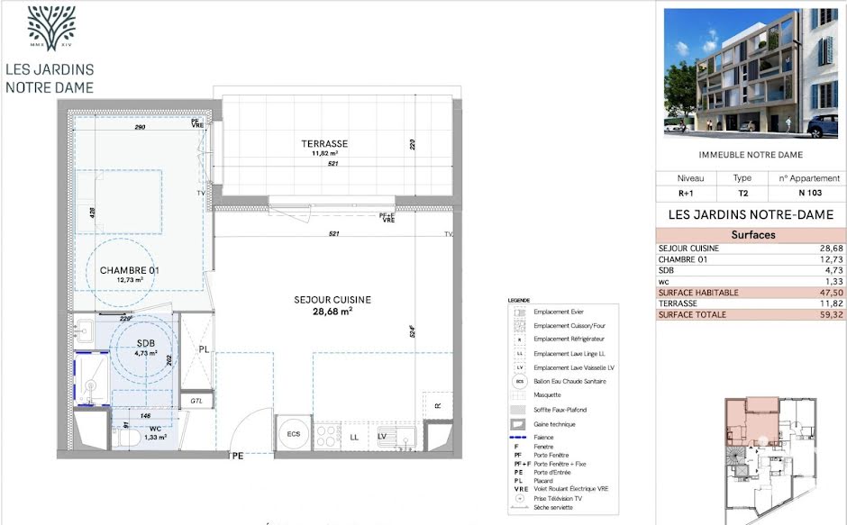 Vente appartement 2 pièces 47 m² à Nimes (30000), 229 000 €