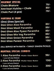 Murthal Paranthawala menu 1