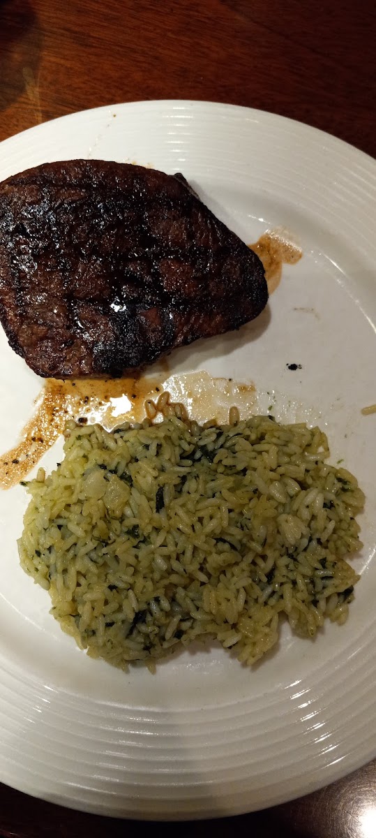 NY Serloin with rice pilaf