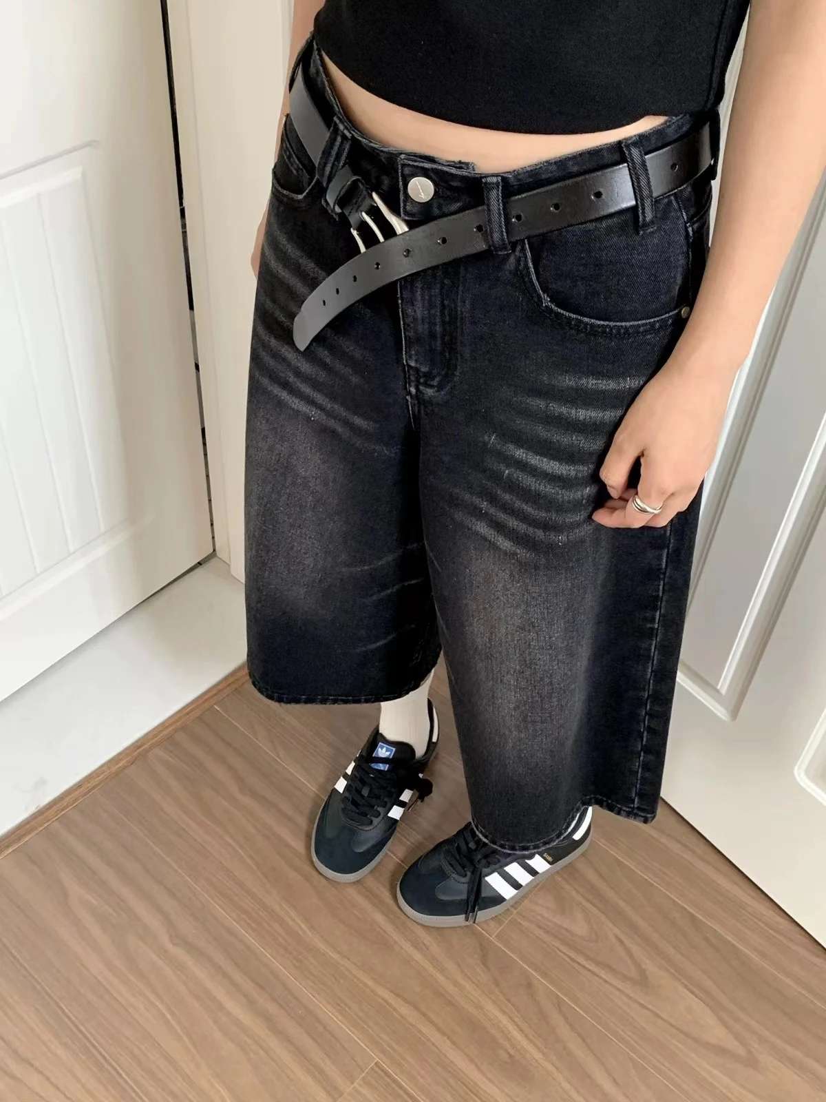 Title 6, Short en jean taille haute, jambes larges et co...