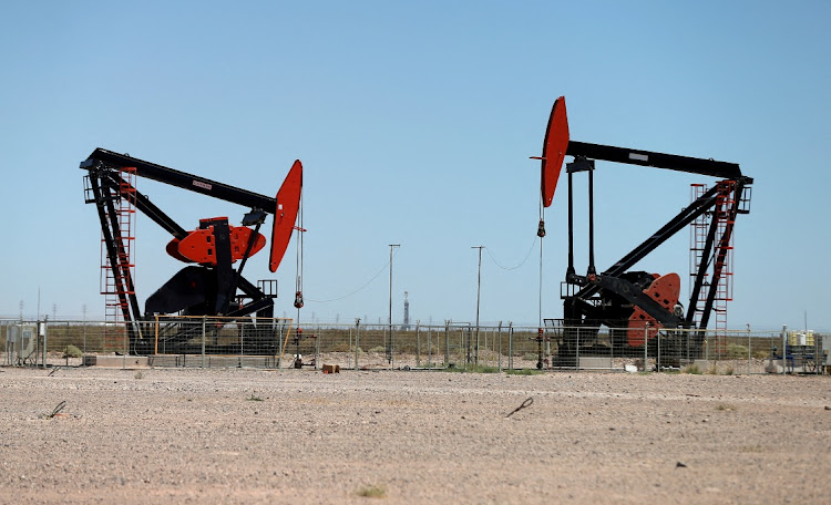 Oil pump jacks are seen at the Vaca Muerta shale oil and gas deposit in the Patagonian province of Neuquen, Argentina on January 21 2019. File Picture: REUTERS/Agustin Marcarian