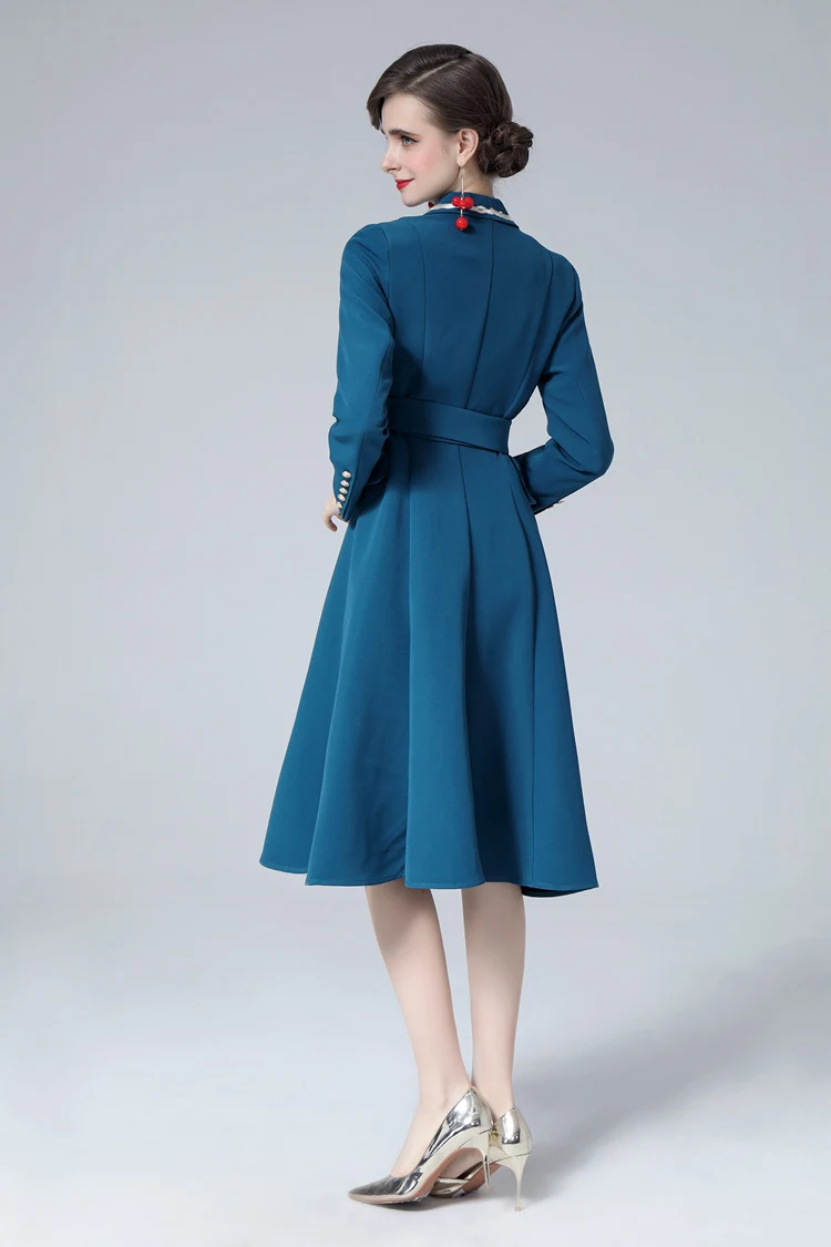 Title 14, Robe femme ajustée à col tailleur, double bouto...