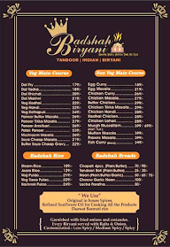 Badshah Biryani menu 2