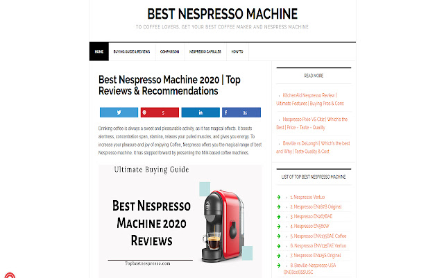 Best Nespresso Machine chrome extension