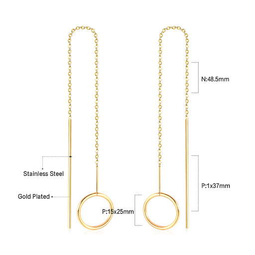 Title 10, Stainless Steel Circle Chain Earrings. Stylish,...