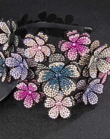 Grand bandeau cheveux fleur bord la - 1