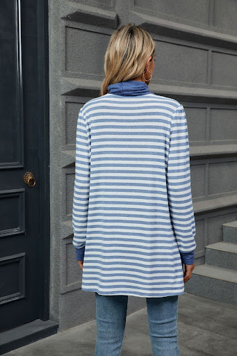 Title 16, Fashion Striped Print Long Sweatshirt With Pock...