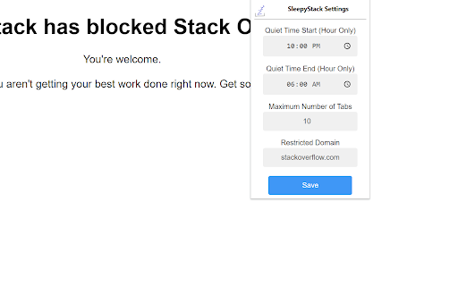 SleepyStack - Stack Overflow Blocker