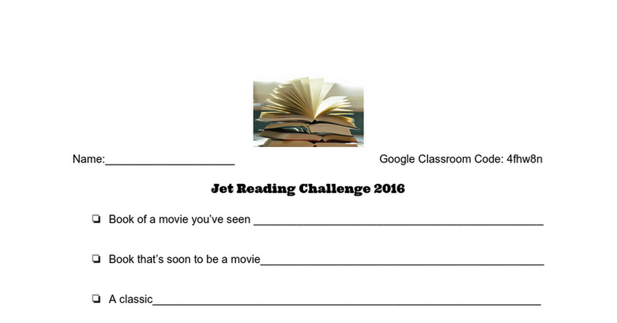 Jet Reading Challenge 2016