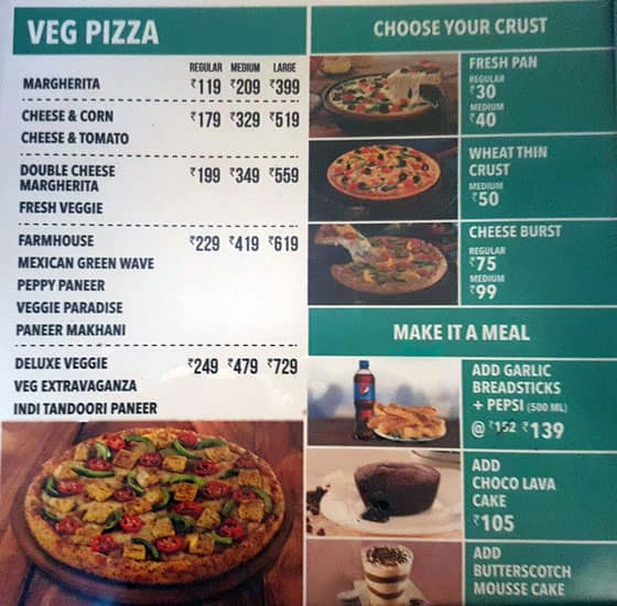 Domino's Pizza menu 