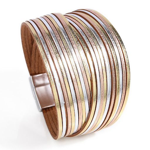 Title 2, Creative Mixed Color Leather Rope Multi-layer W...