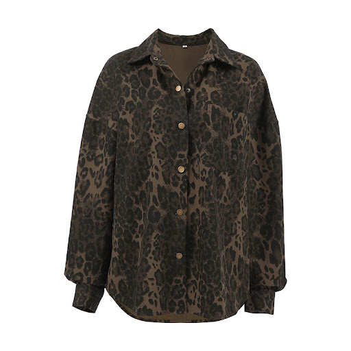 Title 8, Vintage Cotton Leopard Print Baggy Coat Long Sl...