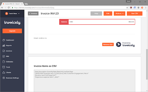 Invoicely CSV Generator