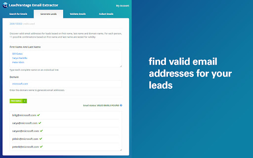 LeadVantage - Find, validate & collect emails