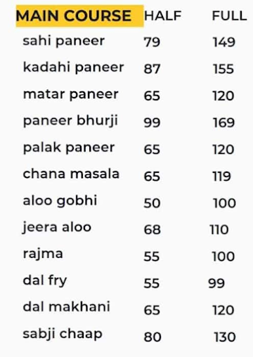 Naansense menu 