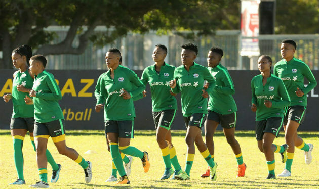 Banyana Banyana’s players warm up at NMU’s Second Avenue campus