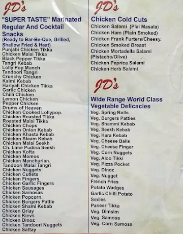 JD's The Meat Shop menu 