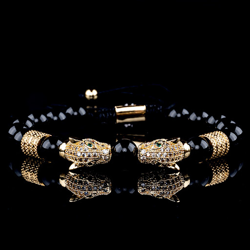 Title 4, Vintage Leopard Head Agate Woven Bracelet, time...