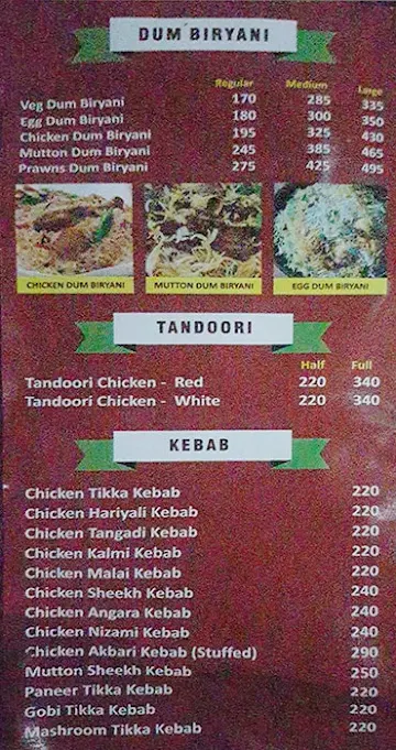 Paradise Foods menu 