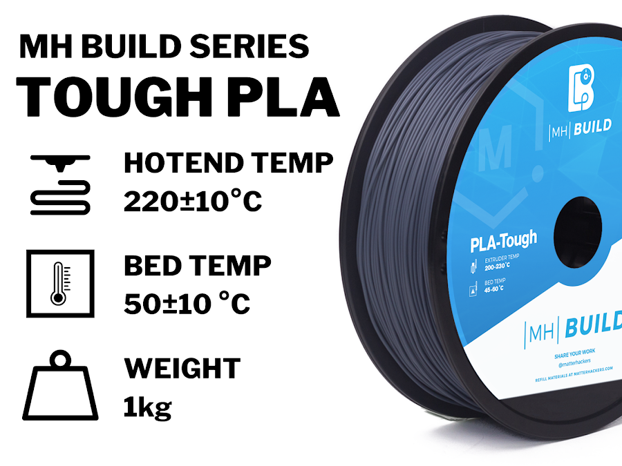 Black MH Build Series Tough PLA FIlament - 1.75mm (1kg)