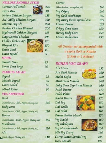 Curry Leaves menu 