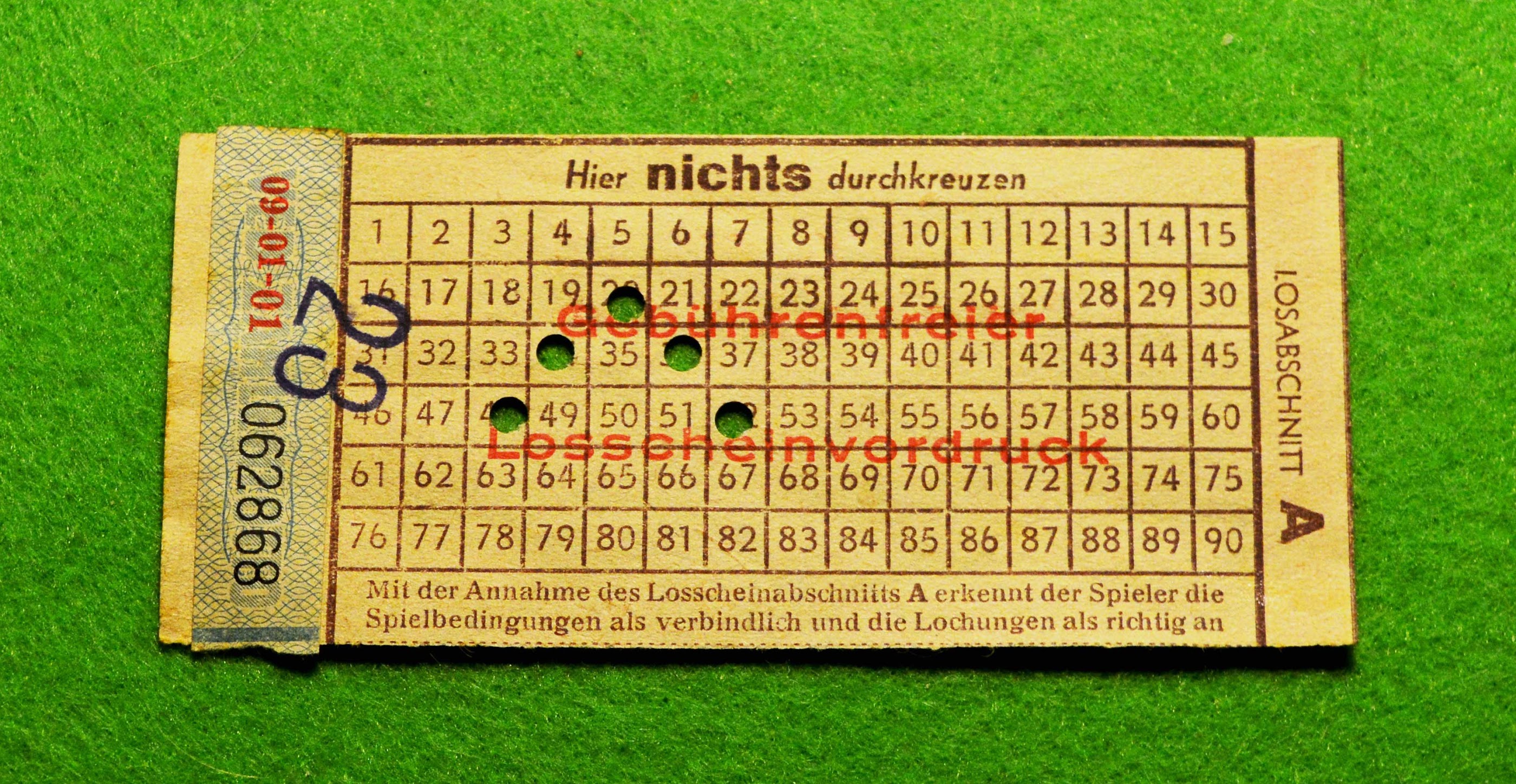 DDR - Lottoschein - Zahlenlotto
