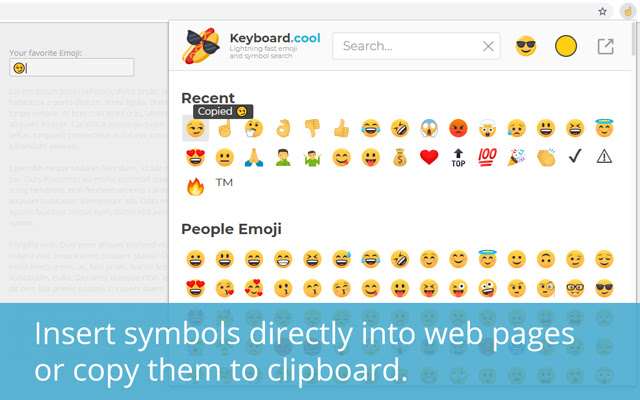 Keyboard.cool - emoji & symbol keyboard chrome extension