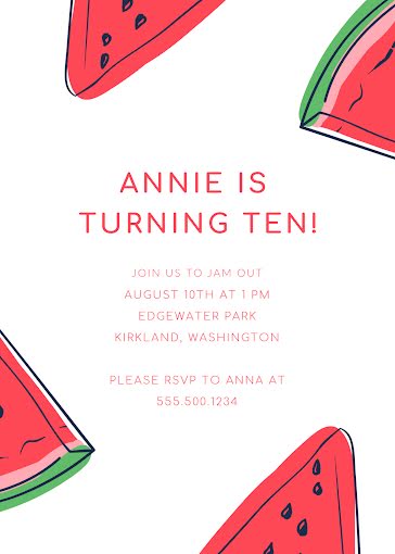 Annie's 10th Birthday - Birthday Card template