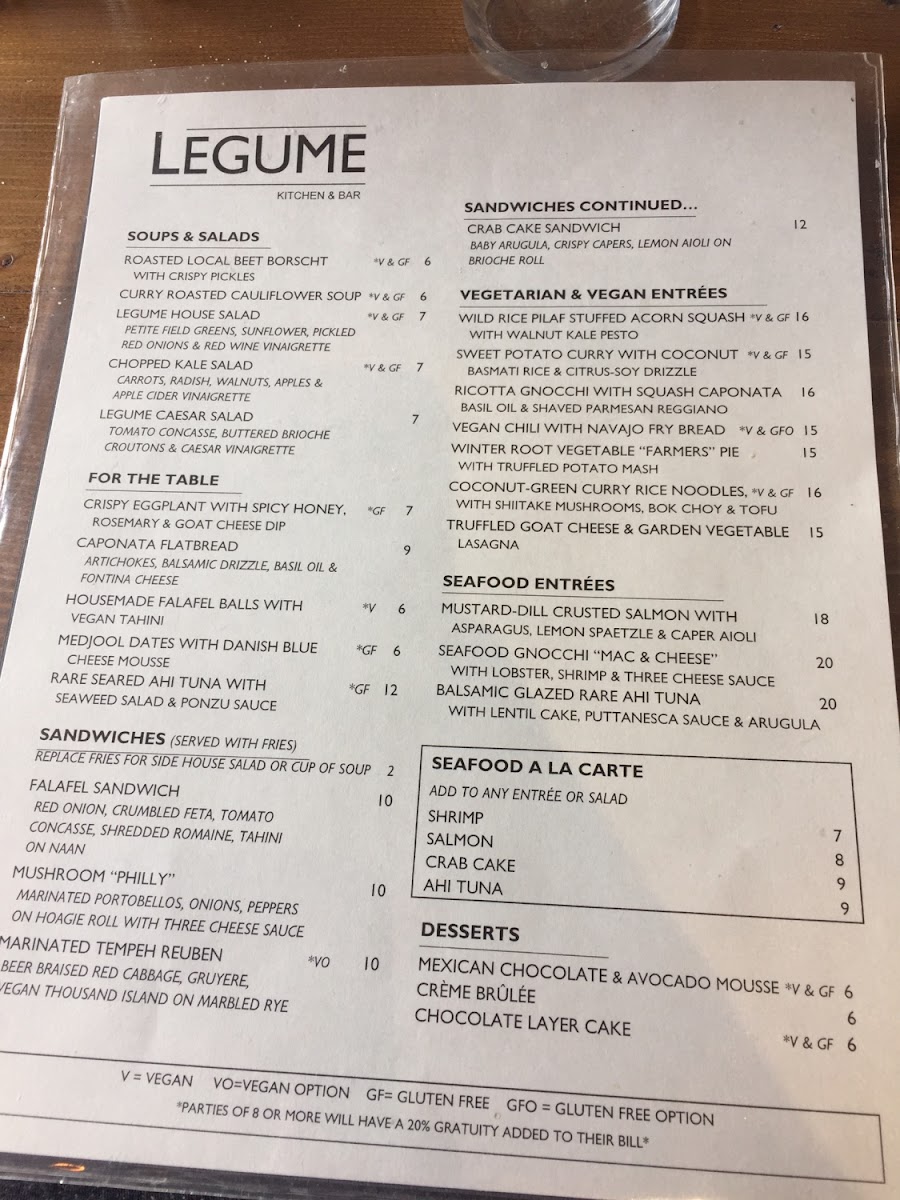 Gluten-Free at Legume Kitchen & Bar