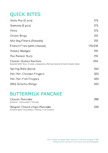 Qube Cafe menu 