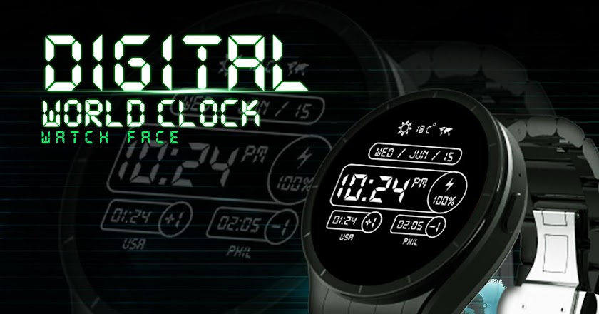 Digital World Time Watch Face Screen 2