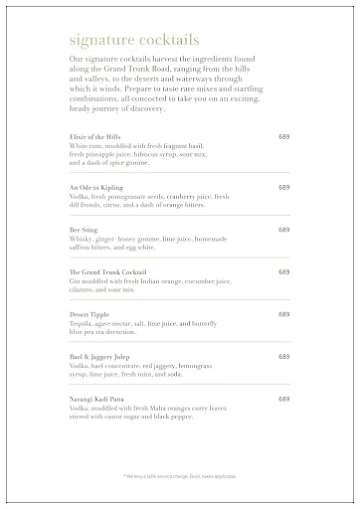 Taftoon Bar & Kitchen menu 