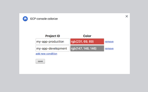 GCP console colorize