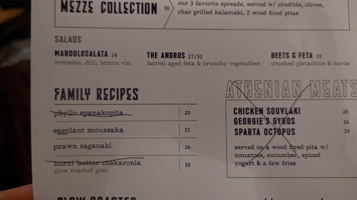 Andros Taverna gluten-free menu