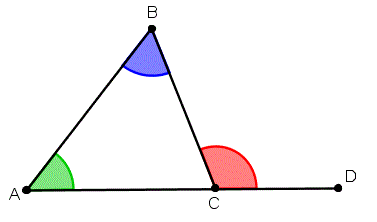 A figure with four points, and three angles highlighted