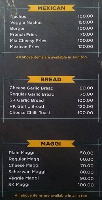 Shreekrishna Pizza, Pasta menu 