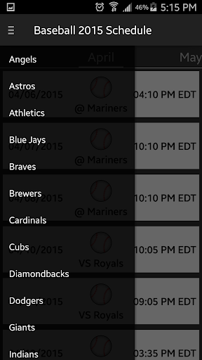 Baseball Schedule 2015