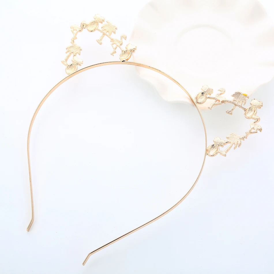 Tiara para cabelo com pintura a óleo de abacaxi, coqueiro e flamingo, ideal para um visual tropical e praiano