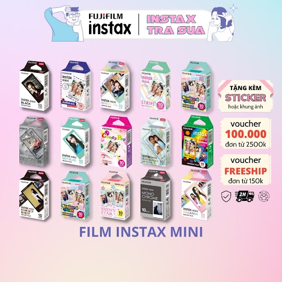 Film Instax Mini Fujifilm - Viền Hình Các Loại (Chính Hãng) - Hạn Dùng Xa