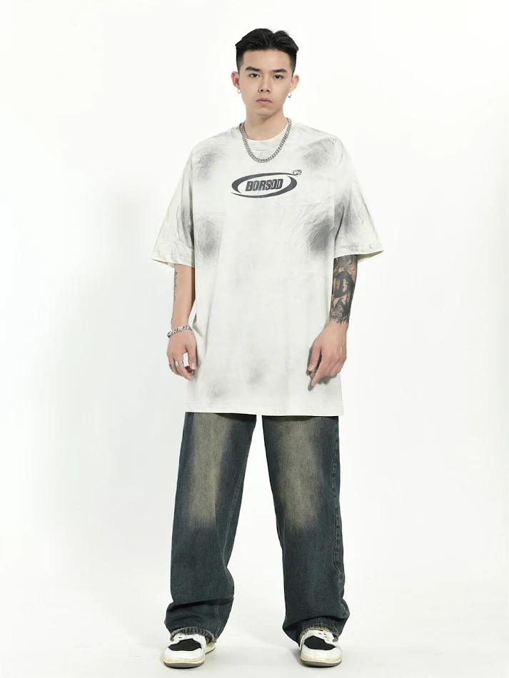 T-shirt uomo casual a maniche corte con effetto sfumato, ideale per un look moderno e confortevole, perfetto per ogni occasione, un capo versatile