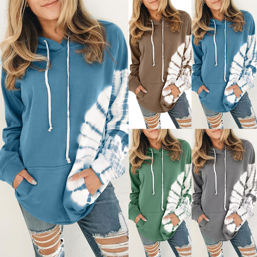 Title 6, Loose long-sleeved printed hooded sweatshirt, p...