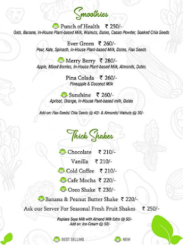 Earthling's Cafe menu 