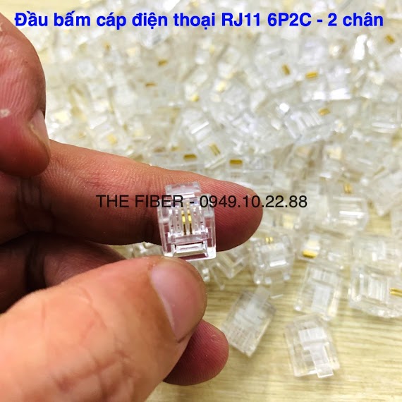 Đầu Bấm Line Điện Thoại Rj11 6P2C - Loại 2 Chân